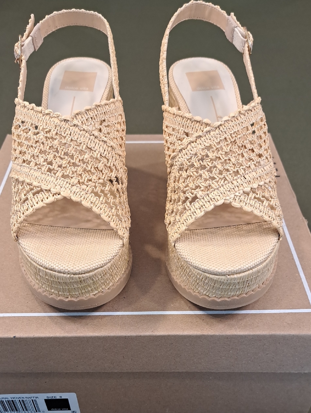 Dolce Vita Dexler Wedges LT Natural Woven Raffia - Color: Tan - Size: 8 - Picture 3 of 10